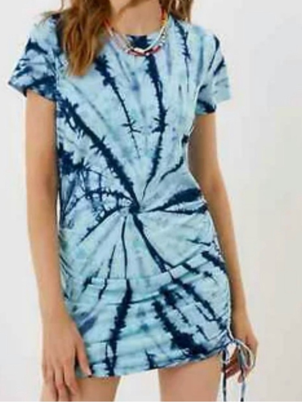 NWOT PINK Victoria’s Secret Tie-Dye Short Sleeve Mini Dress - Light Blue & Navy